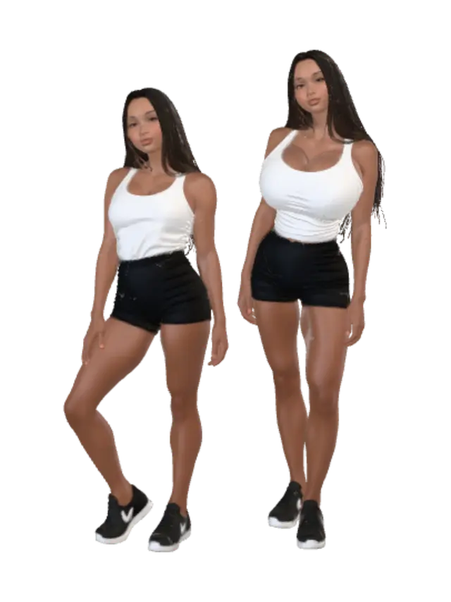 3D model for Dynamic Duo in White Tank Tops