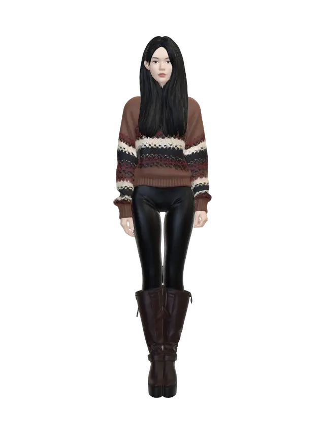 Autumn Knit Ensemble - Sweater 3D model, vytvořený pomocí AI