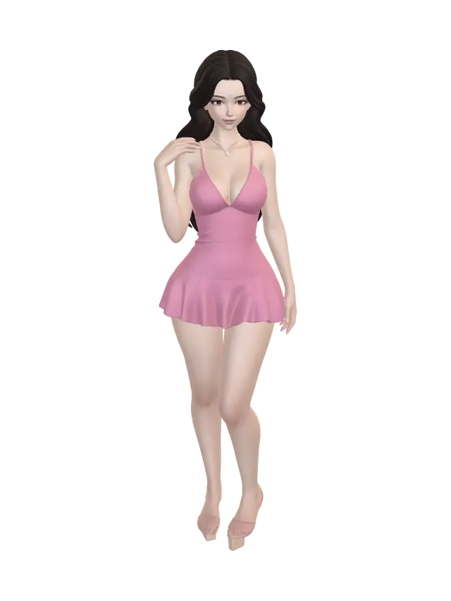 Pink Elegance - Delicate 3D model, vytvořený pomocí AI