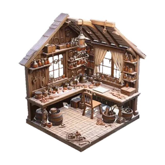 herb room 3D model, vytvořený pomocí AI