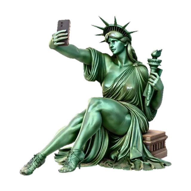 Statue of Liberty Selfie 3D model, vytvořený pomocí AI