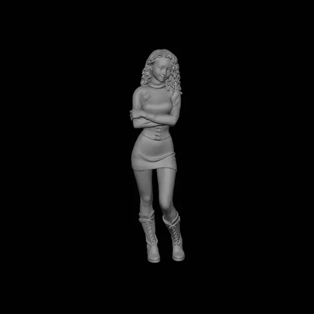 3D model for White Knit Dress in a Wildflower Field