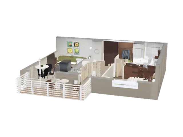 3D-модель Isometric Apartment Floor Plan - Floorplan, згенерована ШІ