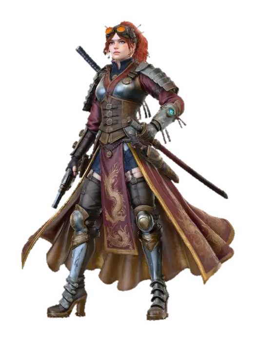 Steampunk Warrior - Mercenary 3D model, vytvořený pomocí AI