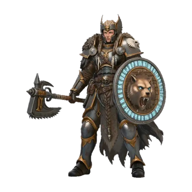 Warrior of the Runes - Warhammer 3D model, vytvořený pomocí AI