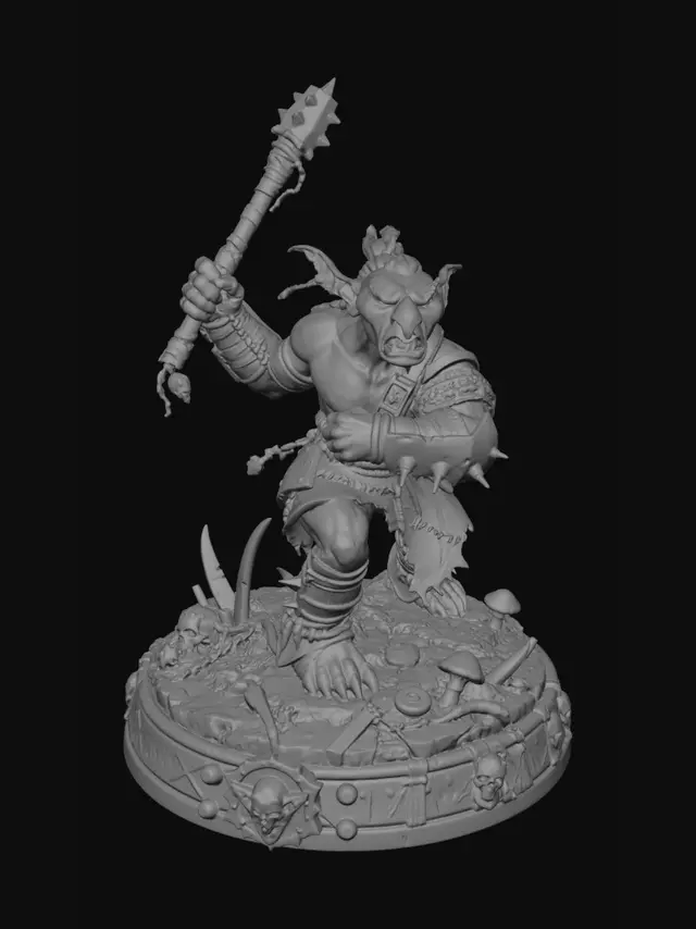 3D model for Orc Warlord with Spiked Mace