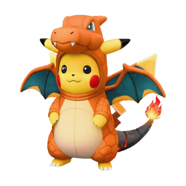 Pikazard Adventure - Pikachu 3D model, vytvořený pomocí AI
