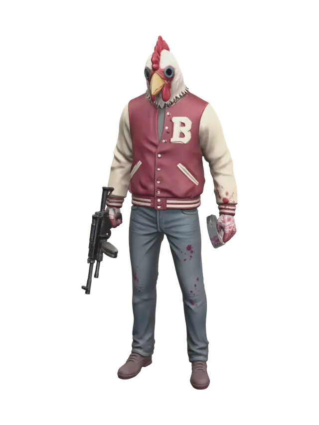 Low-Poly Jacket Hotline Miami - Synthwave 3D model, vytvořený pomocí AI