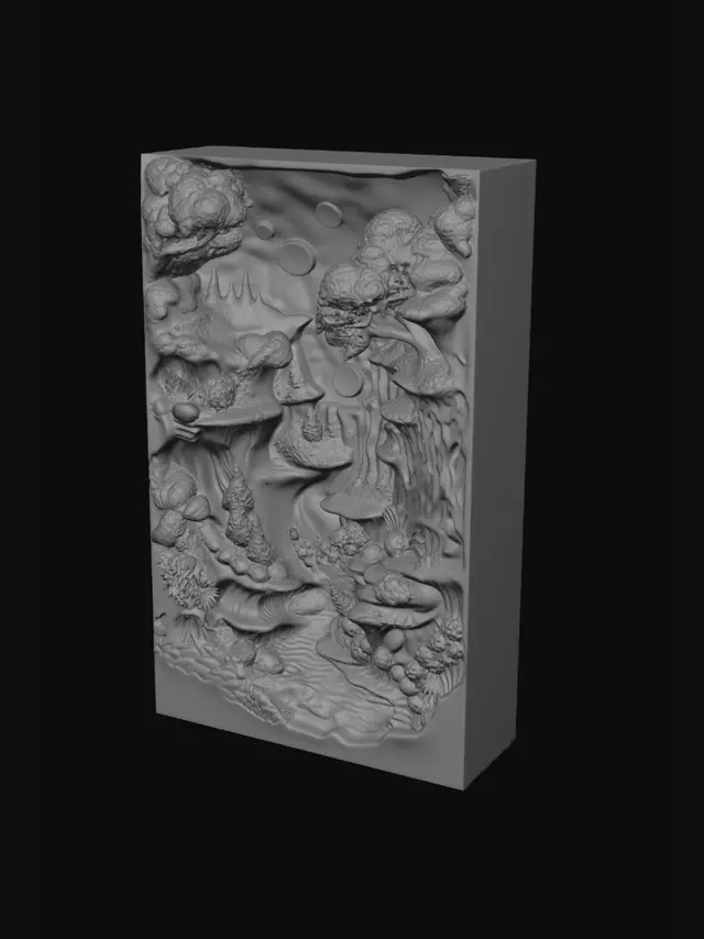 3D model for Moonlit Cascades in a Carved Valley