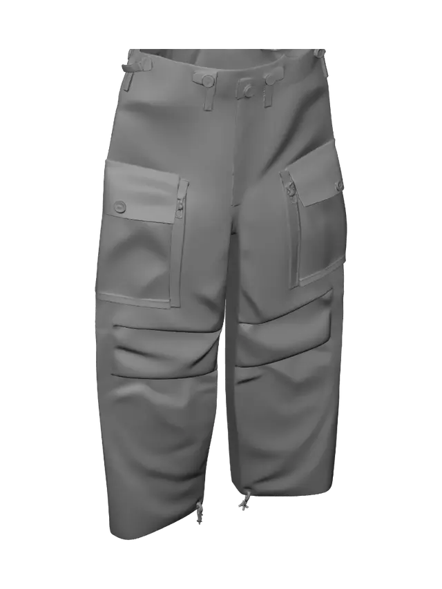 3D model for Khaki Cargo Pants with Zippered Pockets