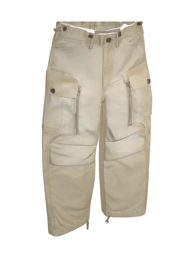 3D model for Khaki Cargo Pants with Zippered Pockets