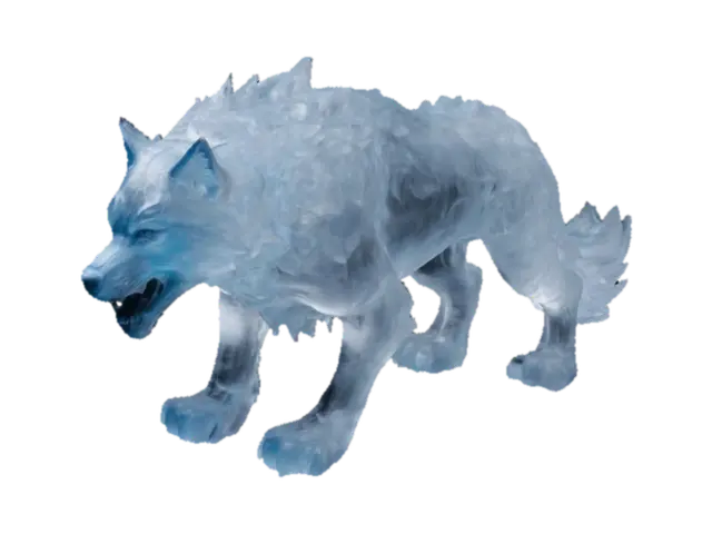 wolf made of ice 3D model, vytvořený pomocí AI