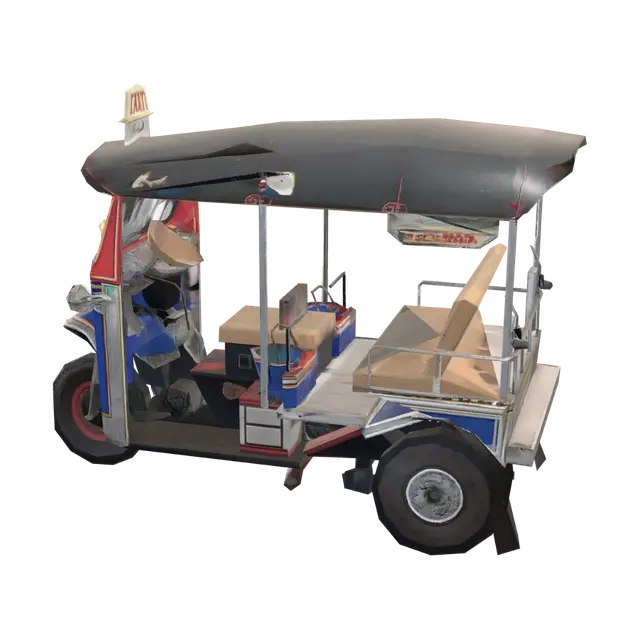 3D model for Blue Tuk-Tuk on a Busy City Street