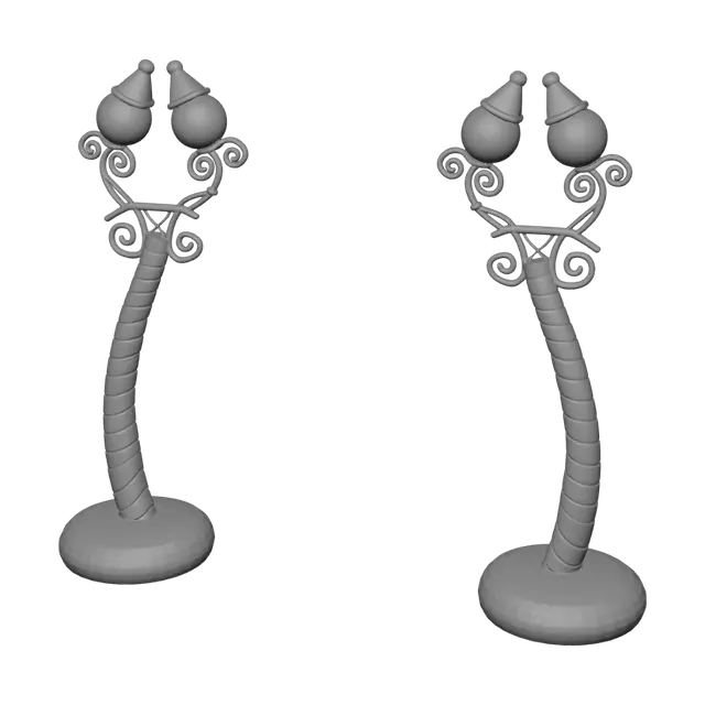 3D model for Twin striped lampposts