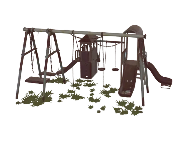 Old Abononded Playground - Kids 3D model, vytvořený pomocí AI