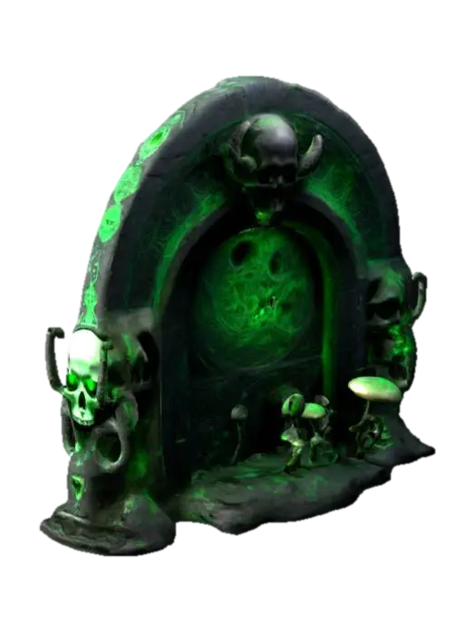 The object is an ancient demonic stone portal of black and electric green that… - Alternative 3D model, vytvořený pomocí AI