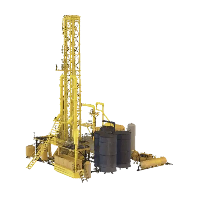 Realistic oil and gas drilling site, tall drilling rig tower, surrounded by… - Stair 3D model, vytvořený pomocí AI