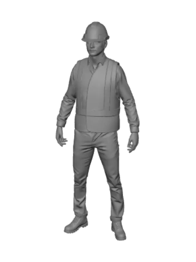 3D model for Construction Worker in High-Visibility Gear