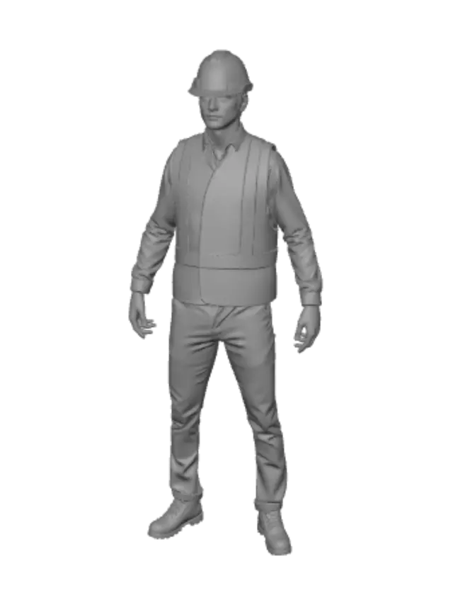 3D model for Construction Worker in High-Visibility Gear