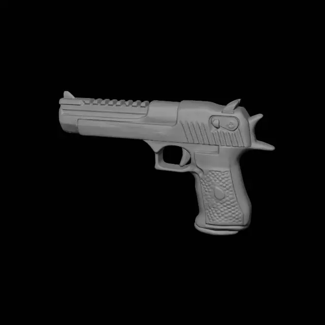 3D model for Black semi-automatic pistol on white background