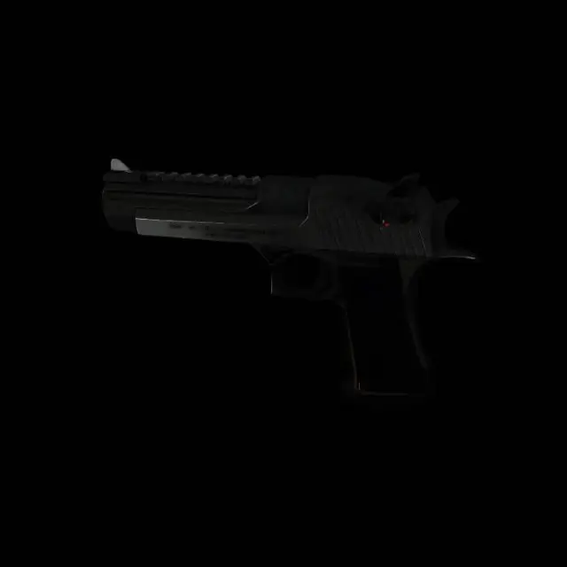 3D model for Black semi-automatic pistol on white background
