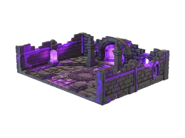 Ancient Ruins Hall 3D model, vytvořený pomocí AI