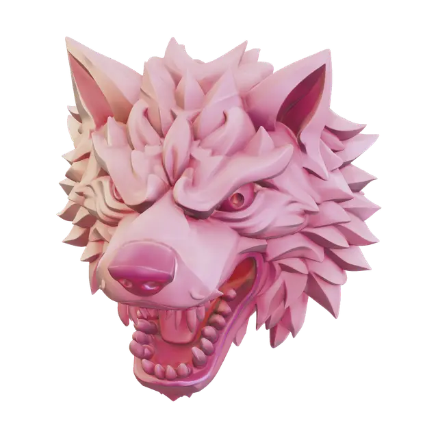 Fantasy Wolf Head - Wolfskull 3D model, vytvořený pomocí AI