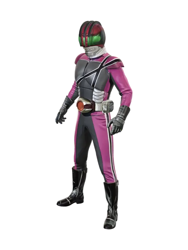 Purple Kamen Rider in the Desert - Kamenrider 3D model, vytvořený pomocí AI