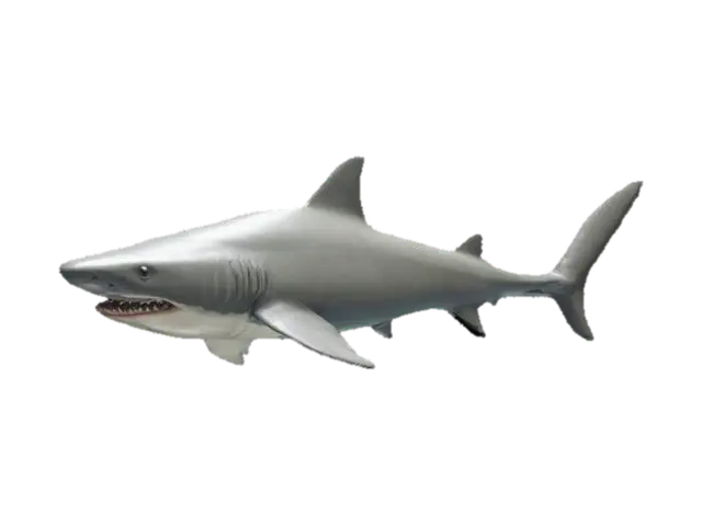 The object is a streamlined, elongated marine creature with a smooth, grayish skin… - Shark 3D model, vytvořený pomocí AI