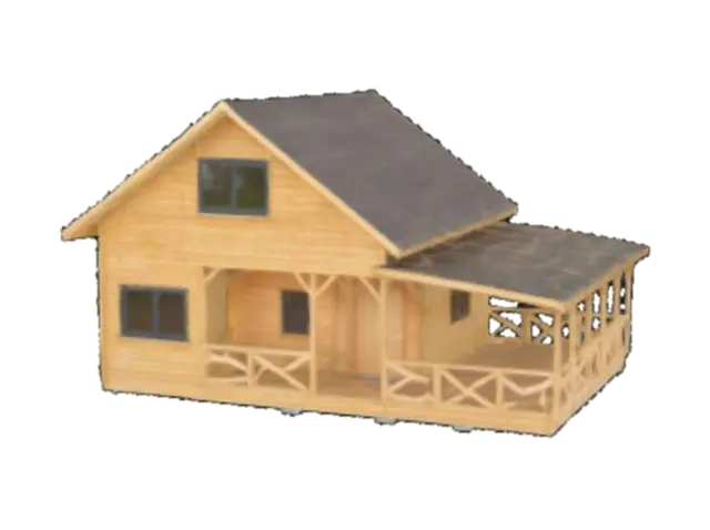 Wood House - Cabin 3D model, vytvořený pomocí AI
