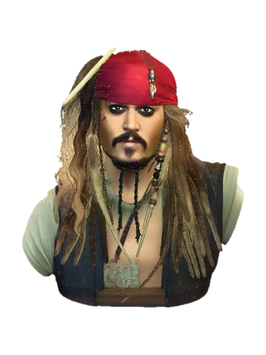 Captain Jack Sparrow - Seafaring 3D model, vytvořený pomocí AI