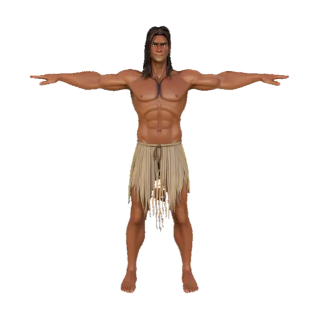 Create a tarzan character with a real appearance from the cartoon, just like he… 3D model, vytvořený pomocí AI