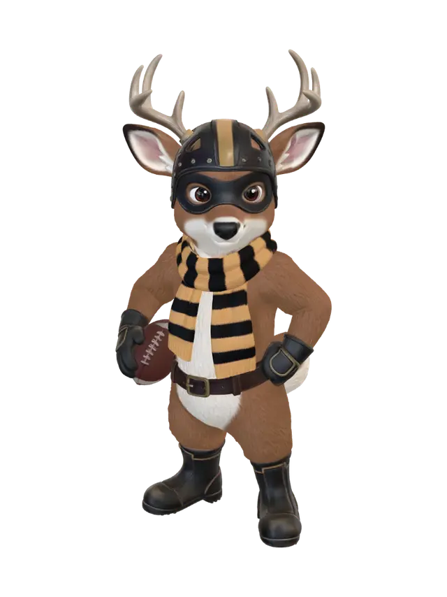 Quarterback Fawn 3D model, vytvořený pomocí AI