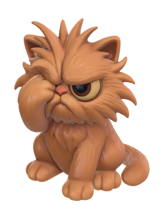 Grumpy Orange Cat - Facialexpression 3D model, vytvořený pomocí AI