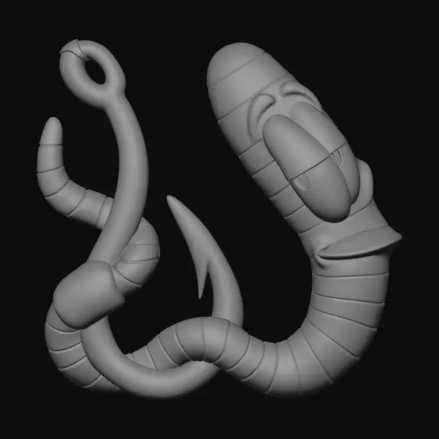 3D model for worm on hook