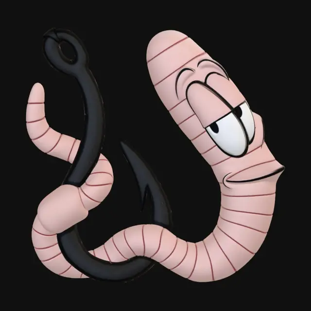 3D model for worm on hook