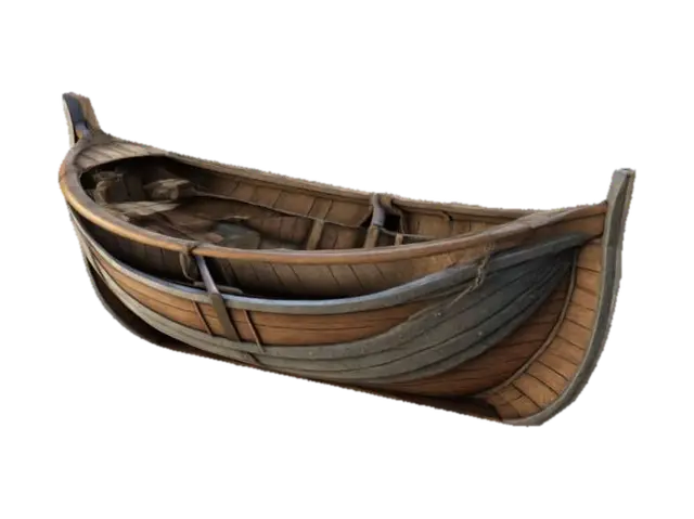 small medieval rowing boat without paddles, high detail, realistic - Watercraft 3D model, vytvořený pomocí AI