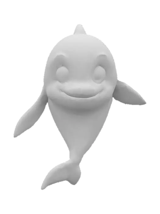 3D model for a cartoon dolphin, pixar style, 3d render