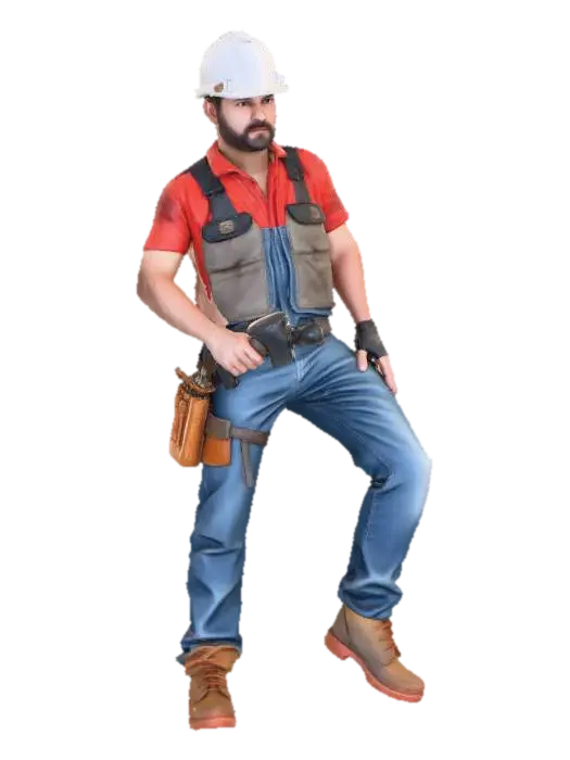 Model 3D Construction worker drilling with a jackhammer - Posed, dijana oleh AI
