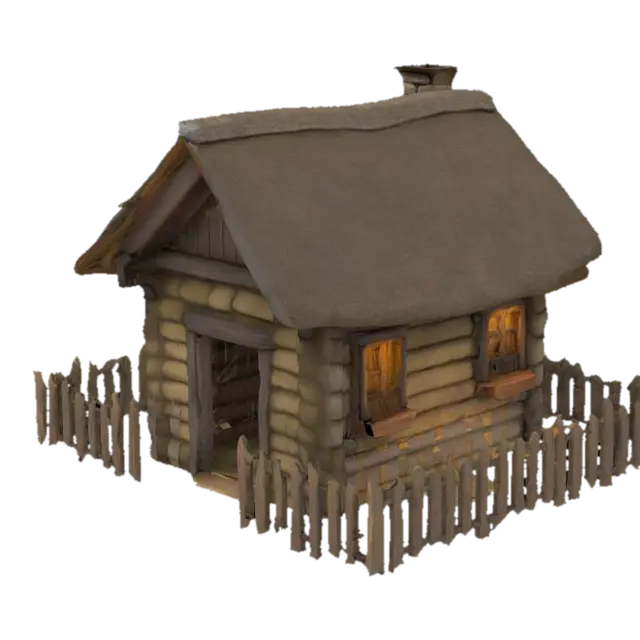 small medieval hut 3D model, vytvořený pomocí AI