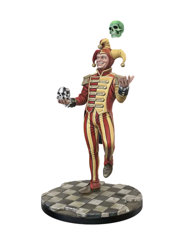 Harlequin Juggling Skulls - Theatre 3D model, vytvořený pomocí AI