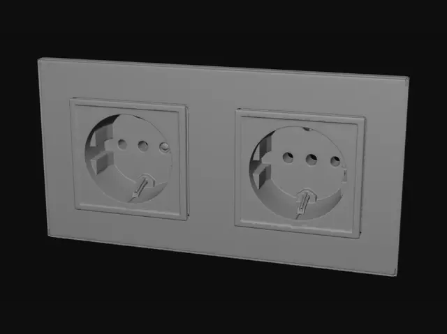 3D model for Twin European wall sockets