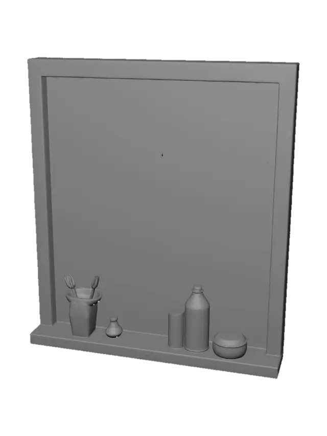3D model for Toiletries on a Wooden Mirror