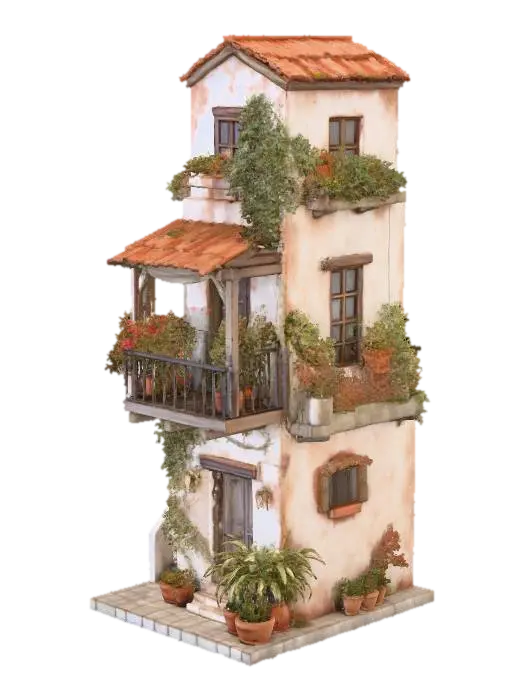 Rustic Tuscan Retreat 3D model, vytvořený pomocí AI