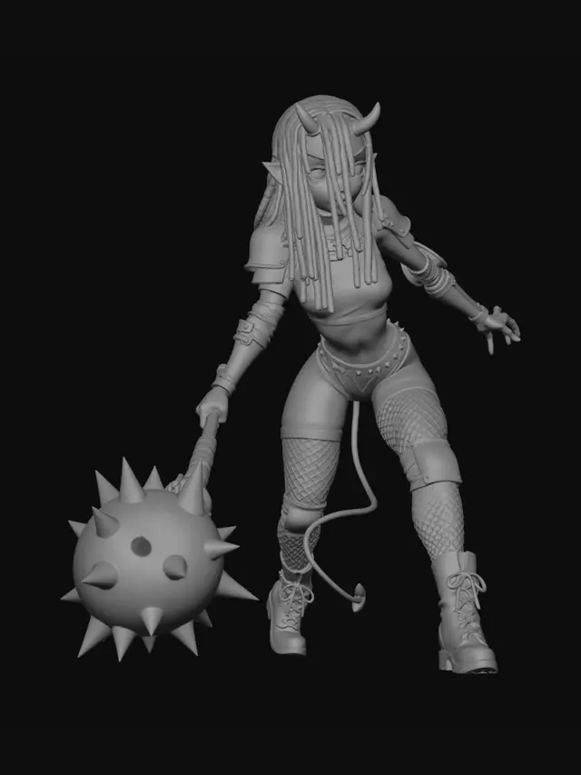 3D model for Crimson Demoness with Spiked Mace