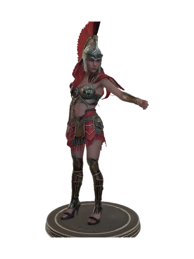 3D model for Masterpiece, best quality, high resolution, aesthetic, masterpiece, best quality, high definition, cinematic lighting, vibrant colors, cinematic details, 8K resolution, massive breasts, beautiful thighs, (beautiful clear eyes), female, (arena gladiator),