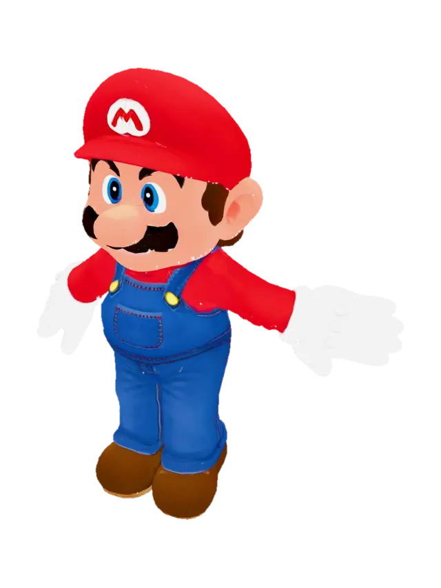 Mario in a T-Pose - Plumber 3D model, AI generated