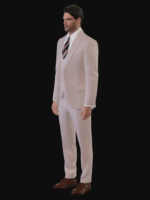 3D model for Rosé Pink Three-Piece Suit Look