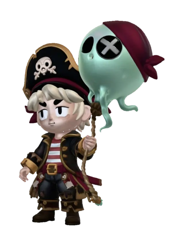 Pirate Character Sheet - Brawlstars 3D model, vytvořený pomocí AI