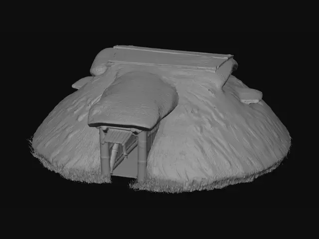 3D model for Thatched Roof Huts in a Green Field